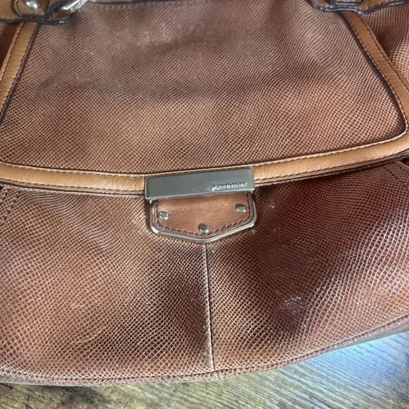 Vintage Makowsky Satchel Bag Brown Leather Large Handbag 16x9x7 Chic Style - Picture 7 of 16